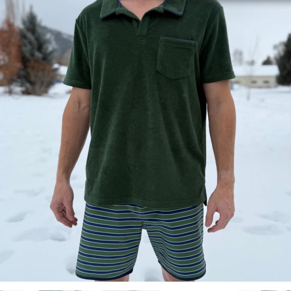 Minnow mens evergreen french terry polo